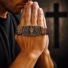 King of Kings Faith Bracelet Adjustable Christ Is My Strength Religious Inspirational Wristband,  Christian Wristband Gift for Men Husband Dad