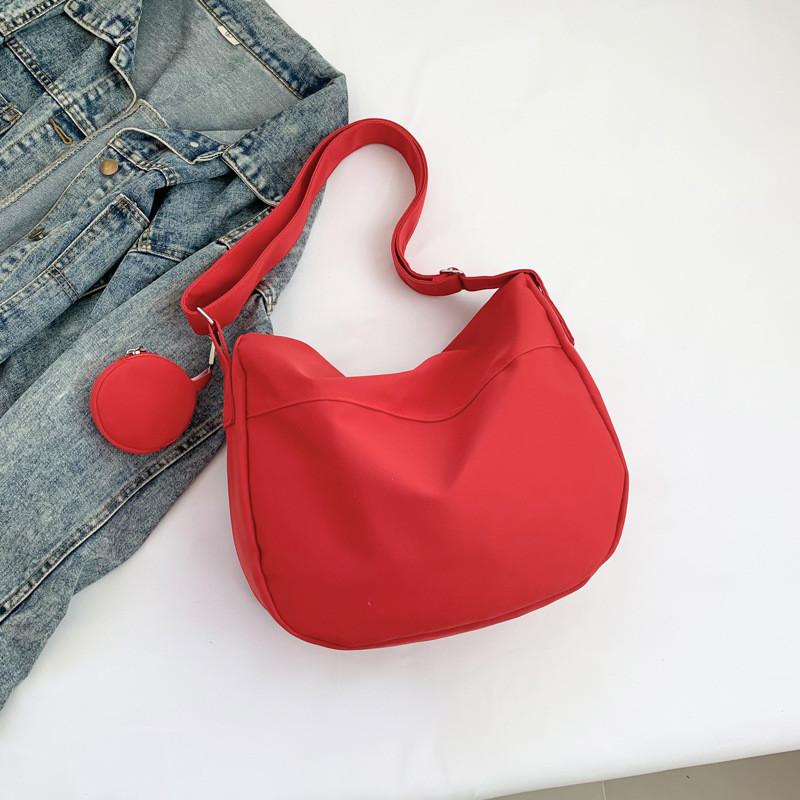 Stylish Fashionable Solid Color Women's Shoulder Bag Canvas Tote For College Students