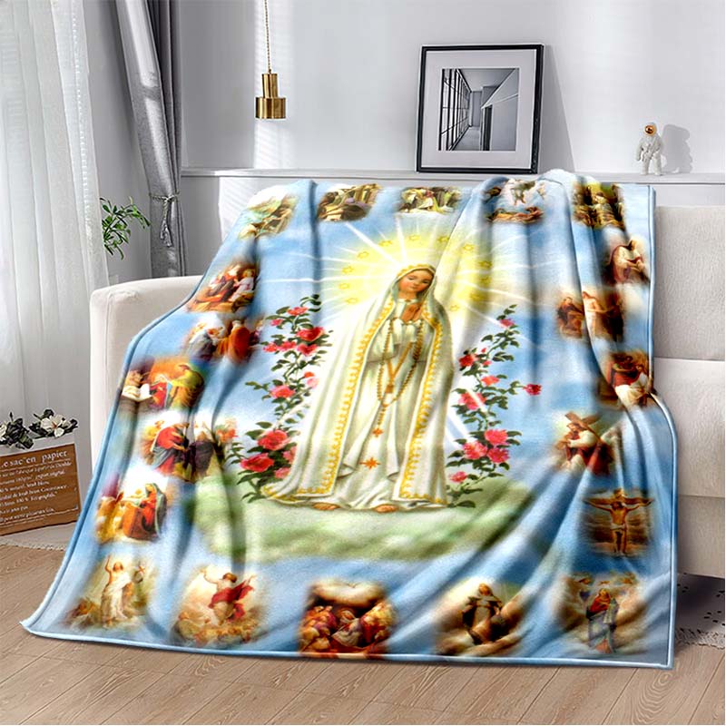 1 PC 3D printed flannel blanket (Our Lady of Guadalupe pattern) home blanket birthday gift. Customizable.