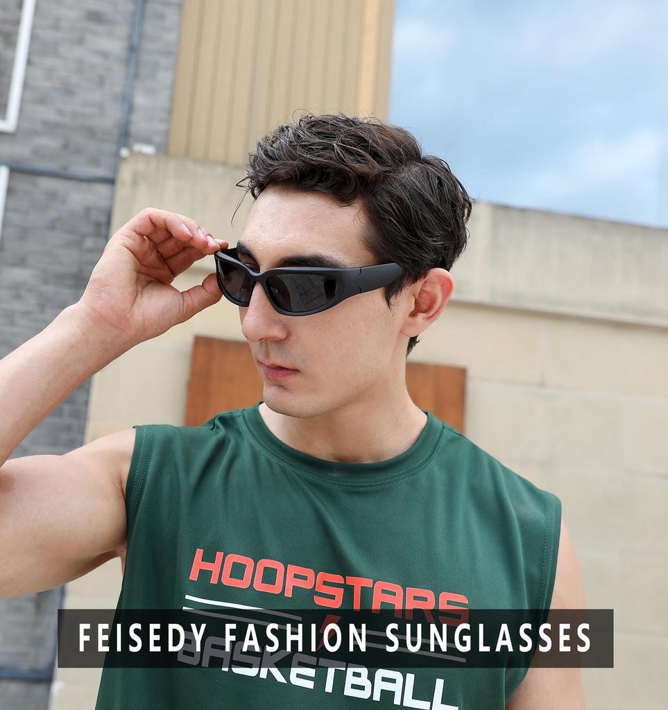 FEISEDY Popular Y2K Sport Wellington Mirrored Perfect for and B2951 Men's Sunglasses, Sunglasses, Frame, Lenses, Fishing, Driving, Driving,