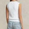 Polo Ralph Lauren SS23 Solid Color Small Logo Embroidered V-Neck Pullover Knit Vest Women Tops White 211906205-001