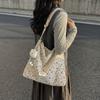 Cute bow canvas tote bag women's leisure large capacity shoulder bag student commuter messenger bag