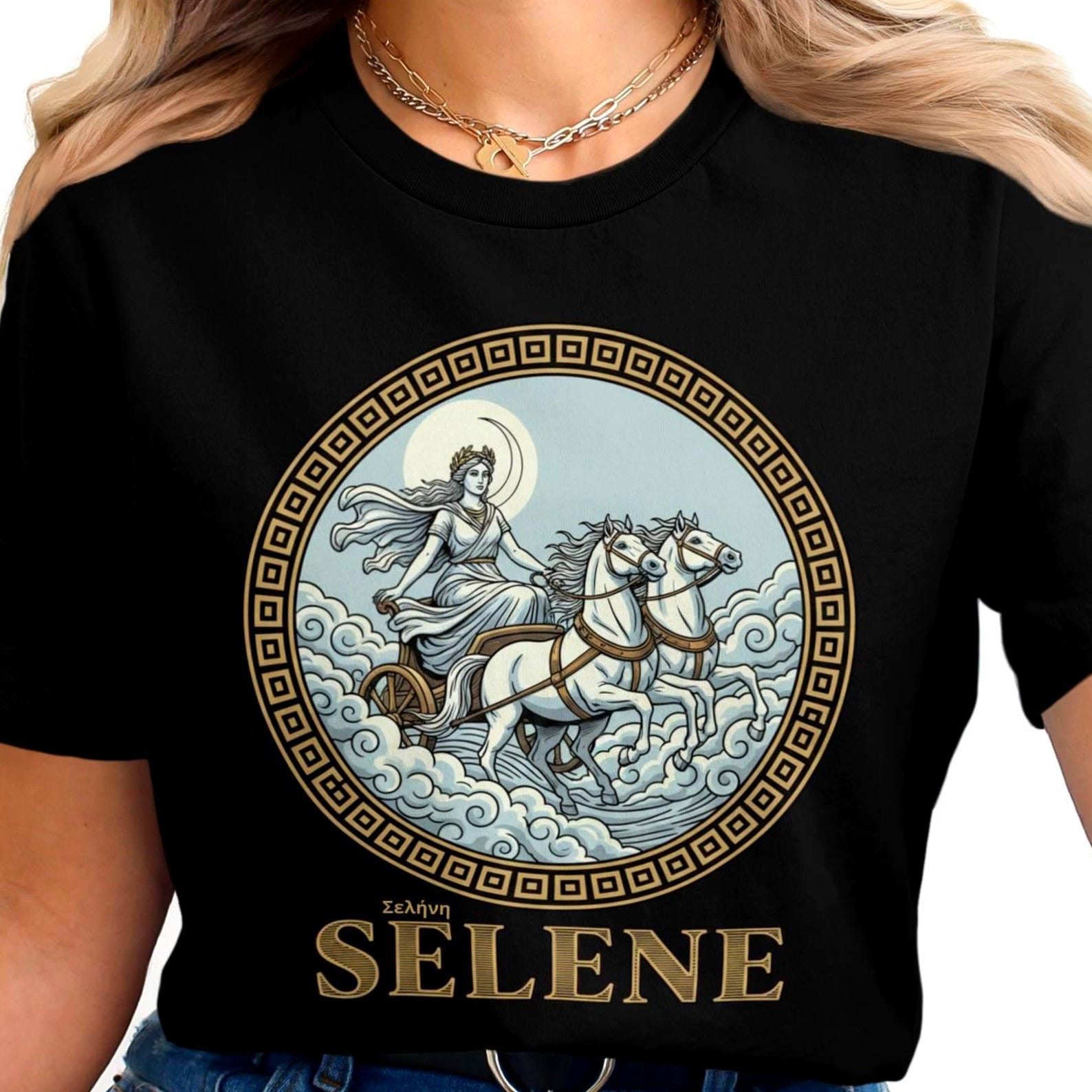 Selene Goddess T-Shirt | Greek Mythology | Vintage Greek God Tee S