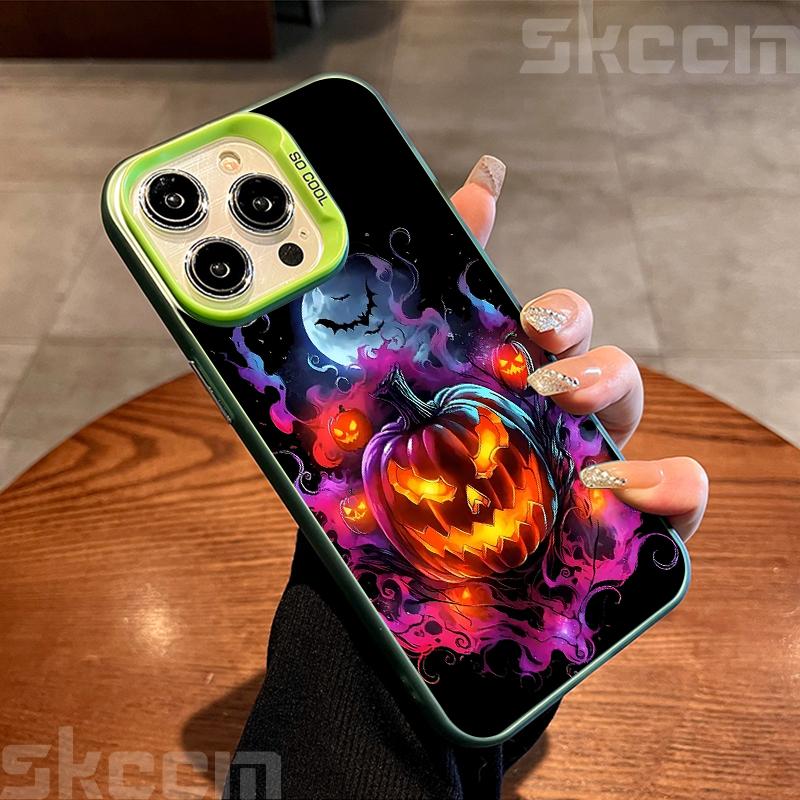 Halloween Colorful Skull Pumpkin Ghost Bat Pattern Phone Case For iPhone 17 16 Pro Max 15 Pro 14 13 12 11 7 8 Plus X XS XR Cover