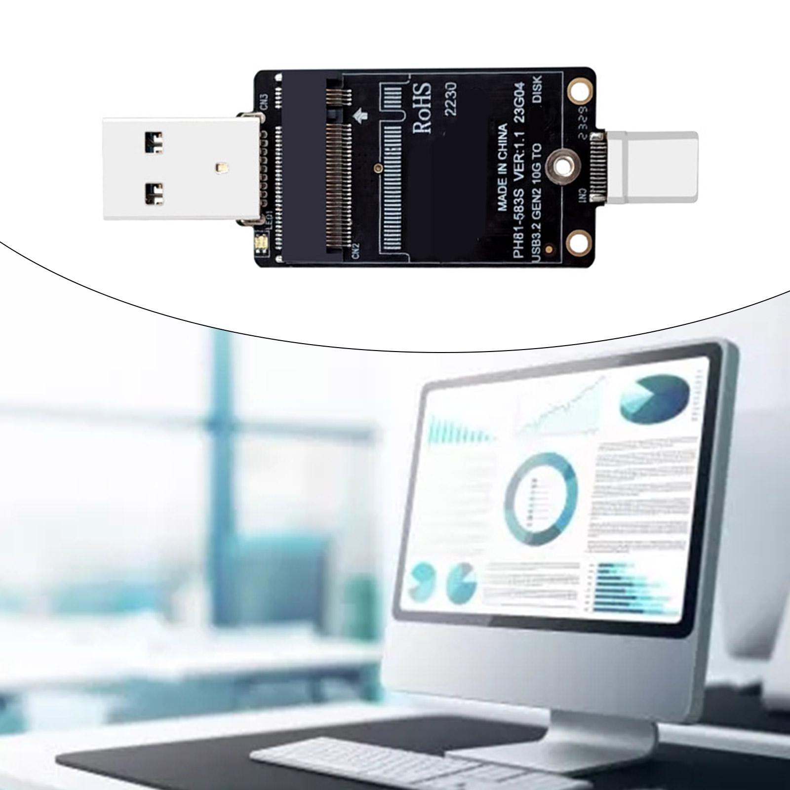 

Адаптер M.2 NVME SSD M.2 до USB A Type C Конвертер жорсткого диска Підтримка M.2 SSD 2230 Адаптер JMS583 10 Гбіт/с для ПК