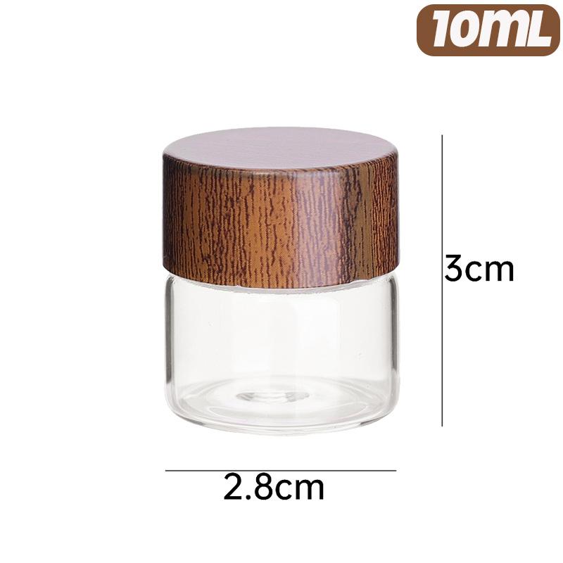 

Mini Glass Storage Bottle with Wooden Lids Kitchen Clean Spice Seasoning Jar Portable Coffee Beans Tea Sealed Storage Container 1PC