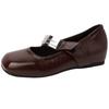 Versatile temperament One-word buckle square head shallow mouth single shoes women's summer fashion heightening buckle thin wedge heel Mary Jane shoes