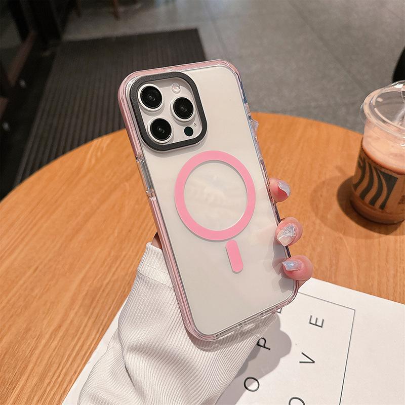 

Colorful Transparent IMD Ultra-thin Mobile Phone Case for IP16promax for IP6pro Oil Dripping Magnetic Ring Multi-color For iPhone 16 pro max