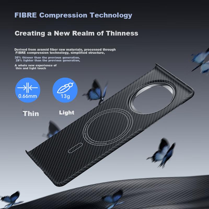 Aramid Fiber Hidden Magnetic RingPhone Case for Huawei Mate X6, Ultra-Thin Full Coverage Kevlar Foldable Screen Single Back Case