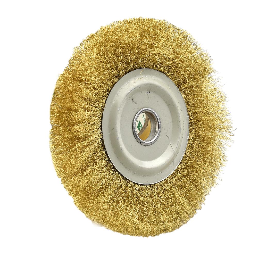 5Inch Wire Brush Pure Copper Wire Wheel Round Brass Brush Soft Wire Brush Wheel For Bench Grinder Metal Polishing Deburring Tool