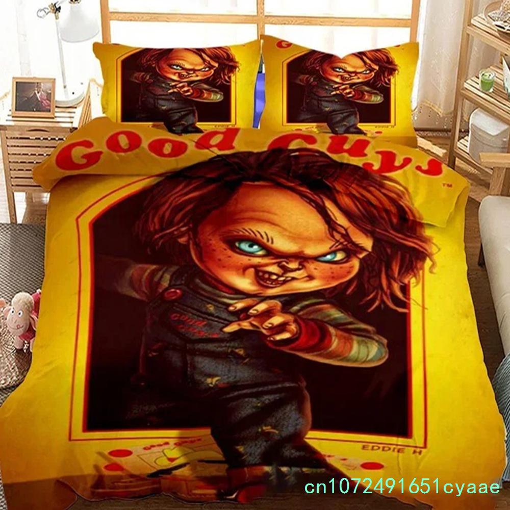 3D Printed Horror Movie Chucky Bedding Set Pillowcase Duvet Cover Double Twin Full Queen King Adult Kids Bedclothes Quilt Cover