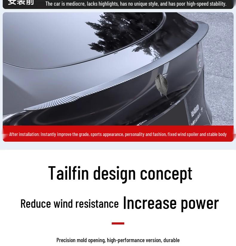 Tesla Model Y/3 Dry Carbon Fiber Tail Wing Sport Body Kit Accessories