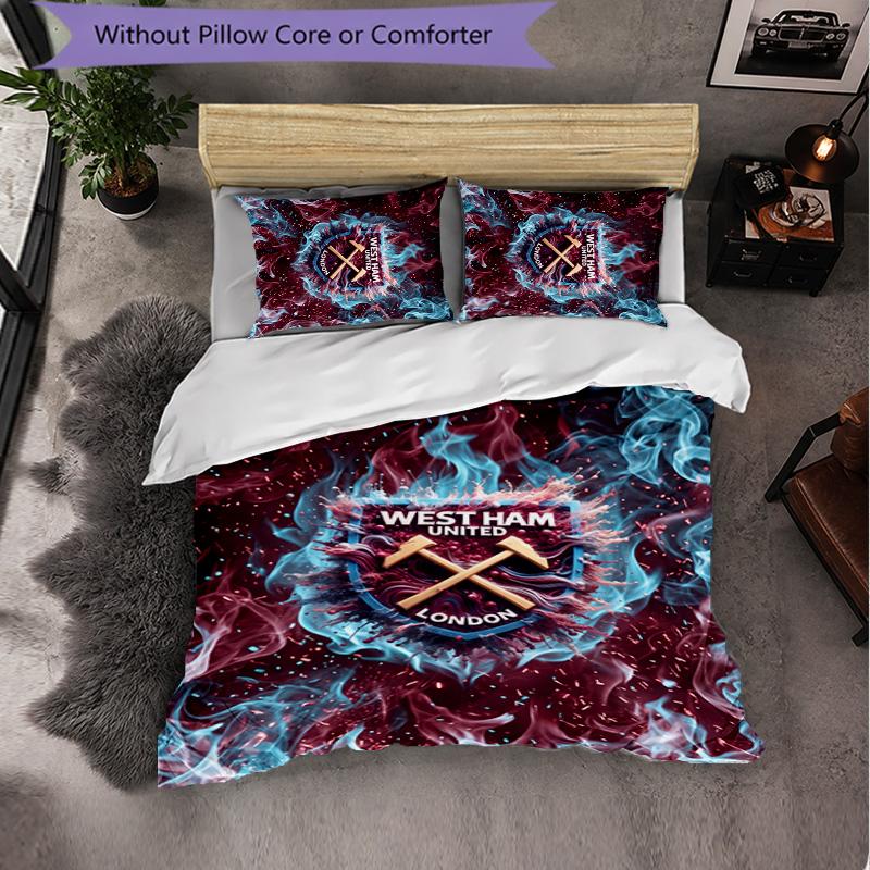 West Ham United Calcio Set Biancheria da Letto 3 Pezzi Morbido Set Copripiumino con Federe Set Decorazione Camera da Letto per la Casa