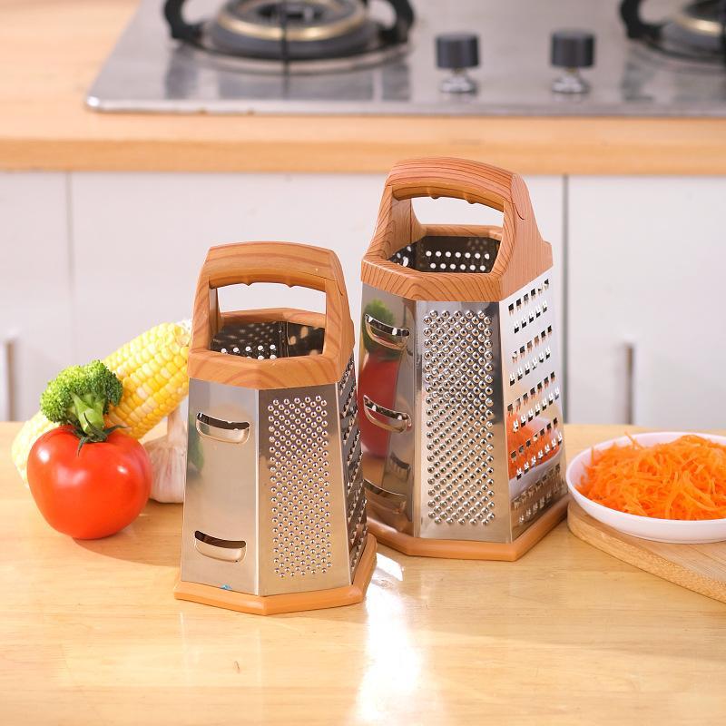 6 In 1 Stainless Steel Food Grater Slicer Portable Multi-Functional Kitchen Tool for Home Cooking Outdoor Camping BBQ Food Prep