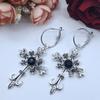 Gothic Punk Cross Earring Hip Hop Rock Red Oil Drip Crystal Drop Stud Earring