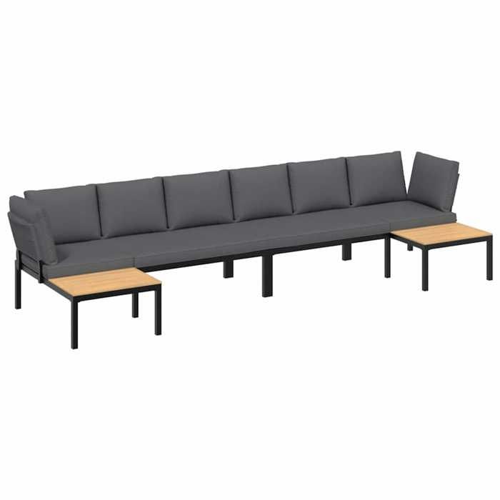 VidaXL Salon de jardin 4 pcs avec coussins noir aluminium, ensemble de canapés de jardin, ensemble de canapés de patio, 3283697
