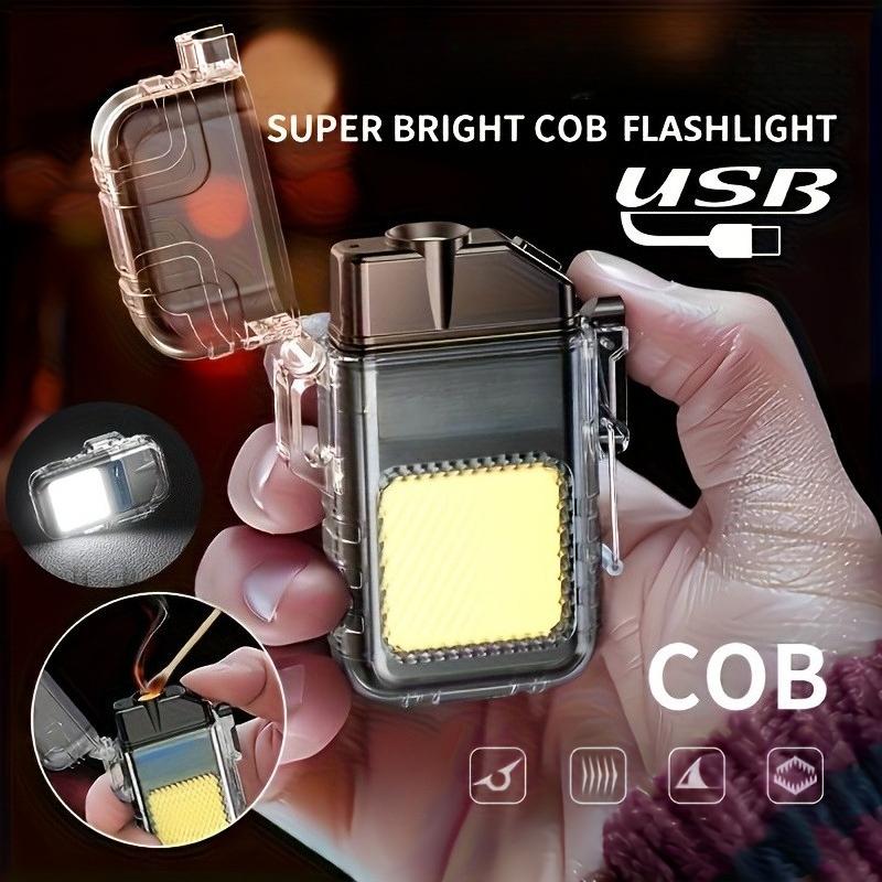 Rechargeable ignition portable COB flashlight, windproof 3-in-1 flashlight, electric wire ignition,durable,compact,camping and emergency situations