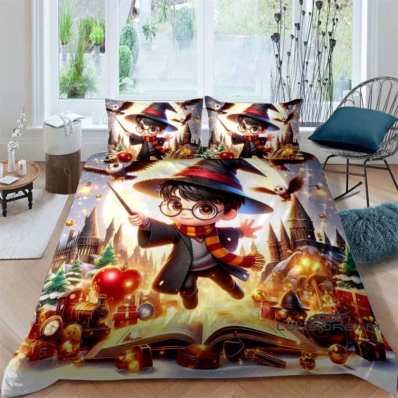 

HD Image H — Harry Potter Bedding Set: 3D-Printed Cartoon Duvet Cover — Soft, Comfortable, and Available in Extra-Large Custom S 135X200cm