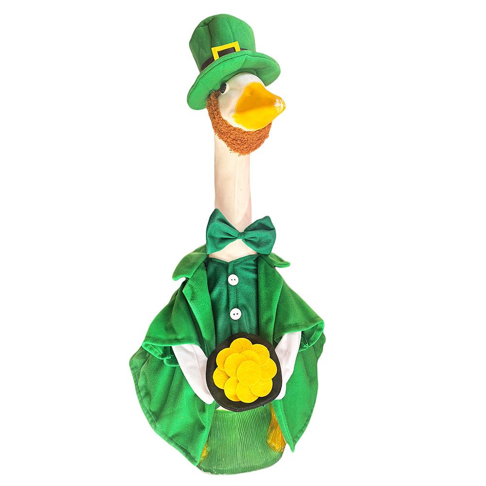 

St Patrick s Day Goose Outfits Geese St Patrick Leprechaun Porch Goose Costume Lucky Holiday Goose Clothes Outdoor Garden Decor зелёный