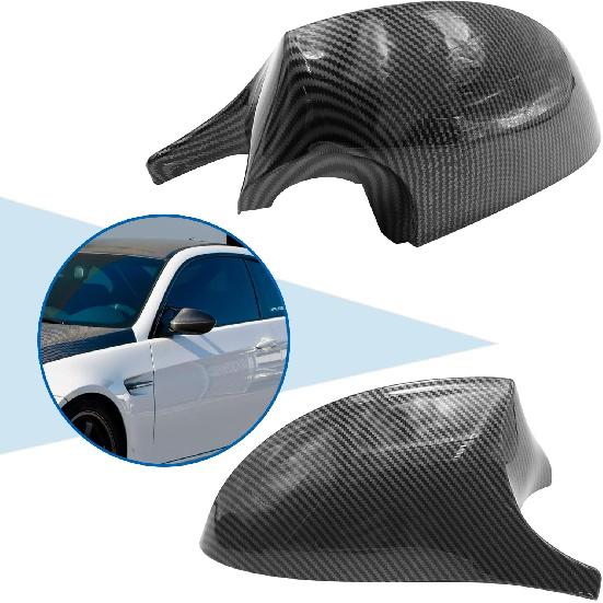 Carbon Fiber Side Mirror Cover Caps Carbon Fiber Pattern Rear View Mirror Housing Replacement for BMW E90 E91 E92 E93 PRE-LCI M3 Style