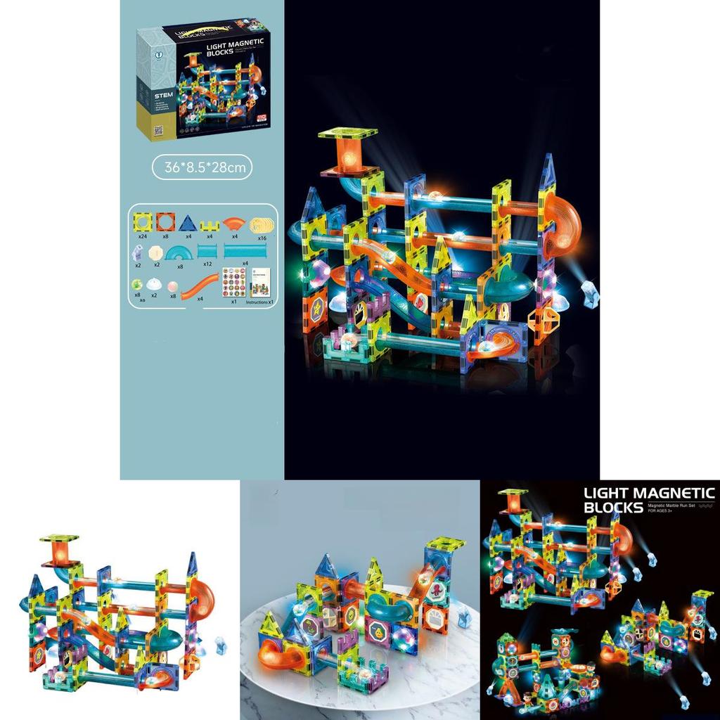 Magnetic Building Blocks Toy For Kids With Colorful Scene Track And Diy Fun