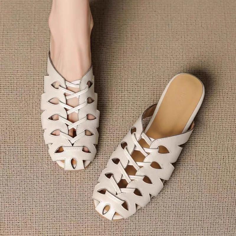 

Fashion Flats Women Mules Shoes Slingback Slippers Casual Cozy Woman Sandals Summer 2025 Trend Flip Flops Casual Slides Mujer De Zapatos 40 бежевый