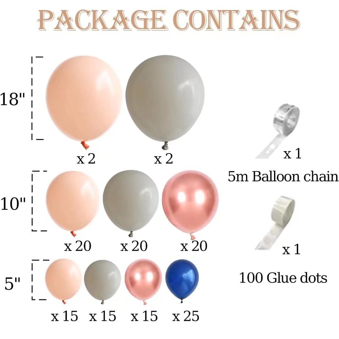 

Набор арки из воздушных шаров цвета розового золота с серыми и темно-синими латексными шарами, подходит для оформления свадьбы или дня рождения для девочек Set as shown