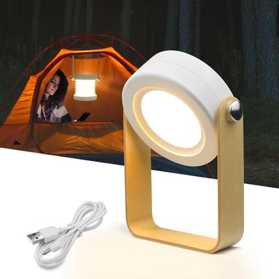 Creative Wood Handle Portable Lantern Lamp LED Night Light Foldable Reading Table Lamp Telescopic Led Desk Lamp USB Chargeable