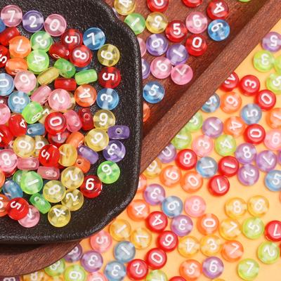 50pcs 6.5mm Acrylic Digital Beads DIY Mobile Phone Chain Necklace Bracelet Making Fashion Beaded Material