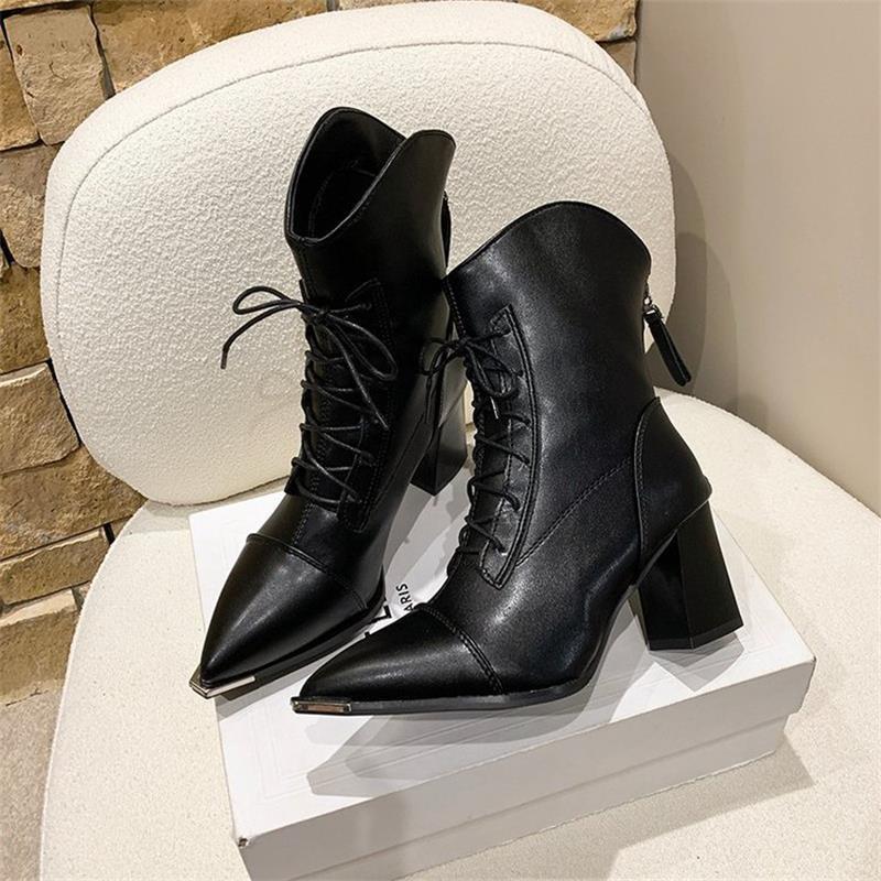 New Women's Shoes: Pointed-toe High-heeled Single Boots and Short Boots