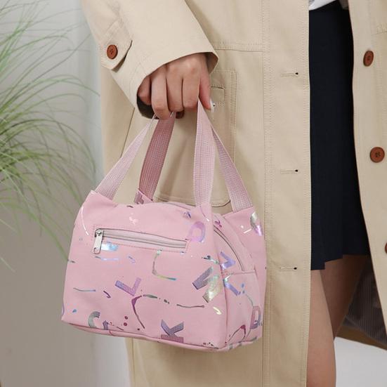 Letter Print Lunch Bag Waterproof Lunch Tote Reusable Lunch Carrier Box Bag for Women Men Commuting Camping Picnic