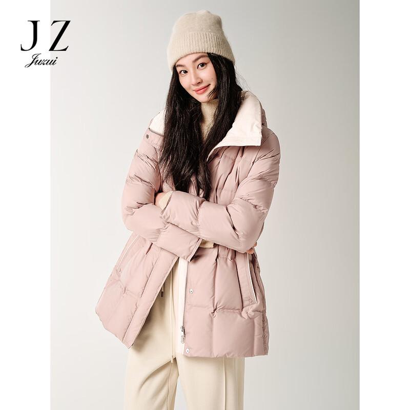 

JUZUI Women s Elegant Hooded Cinch-Waist Duck Down Jacket