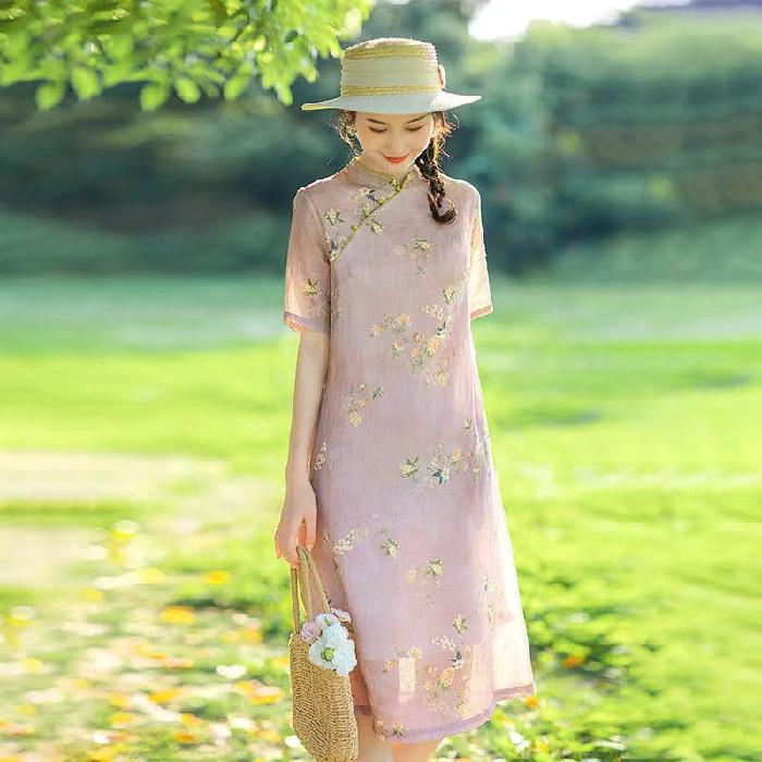 

Summer Improved Cheongsam Printed Dress Women s Summer Wear Skinny Women s Skirt M
