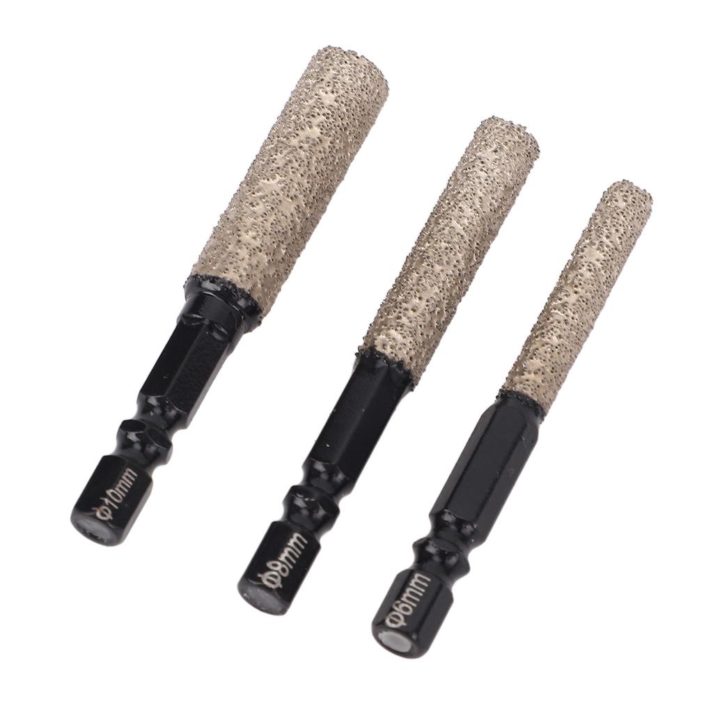 3PCS Set Diamond Drill Bits 2 in 1 Hex Shank Multifunctional 6mm 8mm 10mm Glass Drill Bit for Home Renovation