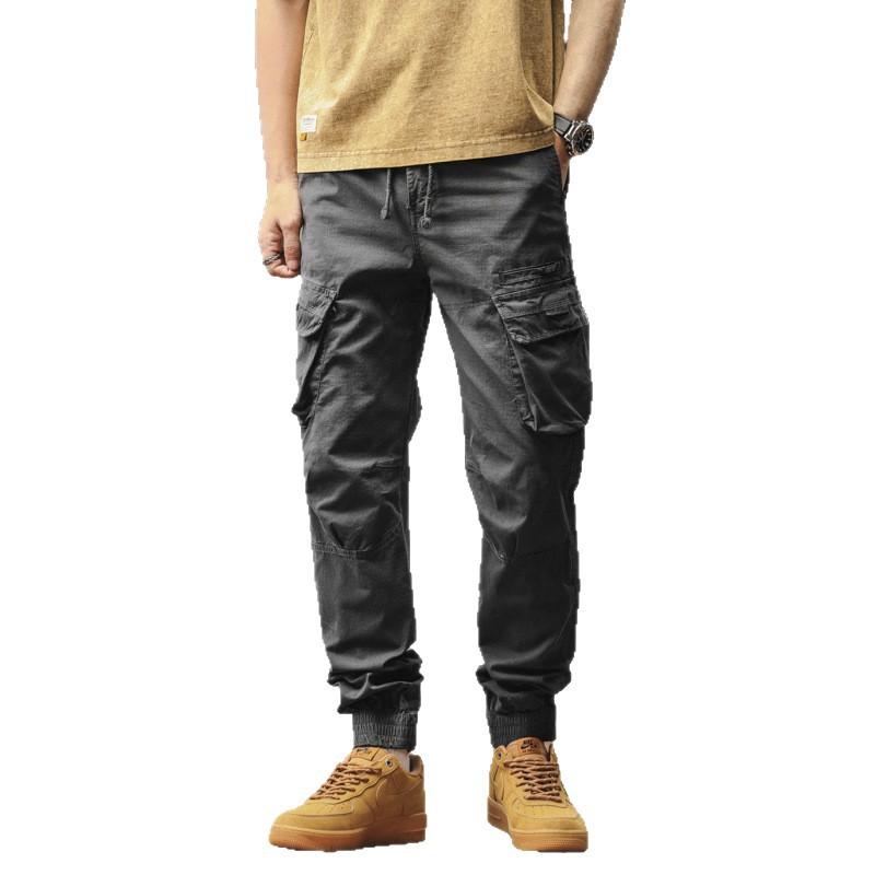 Outdoor Work Pants Men's Spring and Autumn Loose Ties American Men's Casual Elastic Trousers