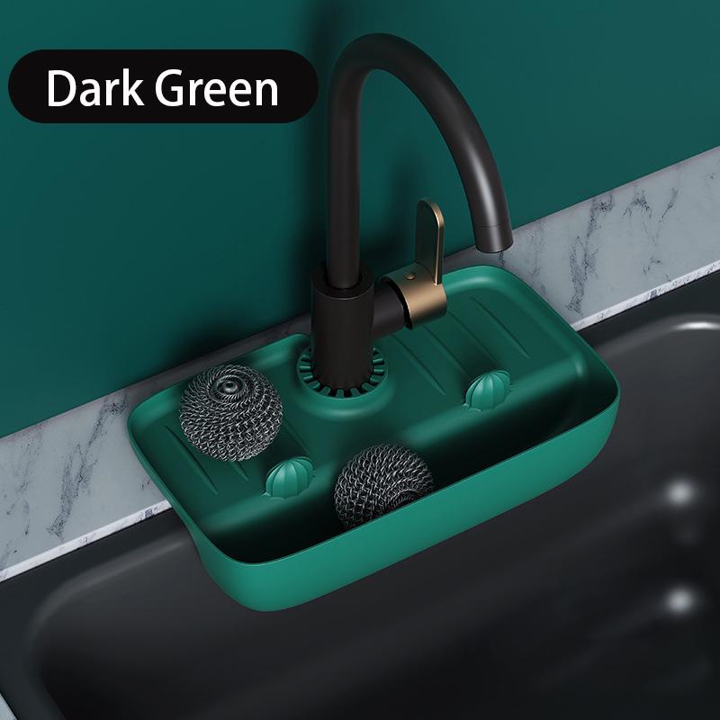 Faucet Splash Proof Drain Rack Sink Drainage Mat Rubber Anti Slip Countertop Pad Kitchen Cloth Sponge Wipe Drain Storage Rack