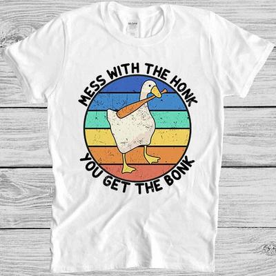 Leg dich mit dem Hupen an, du bekommst den Knüppel Gans Ente Lustig Kult Geschenk T-Shirt M895