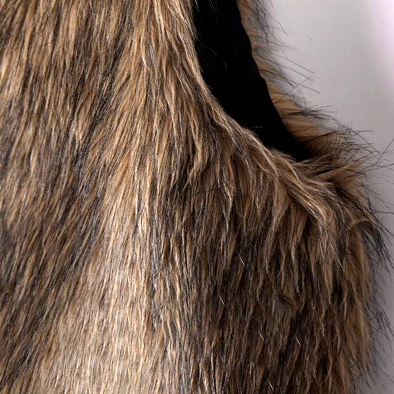 1PC Fashion Solid Colors European Style Ladies Vest Faux Leather Fur V Neck Open Waistcoat