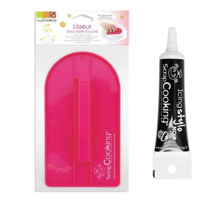 Lisseur pâte à sucre + Stylo de glaçage noir
