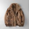 Mens Winter Thickened Faux Fur Lined Jacket Solid Color Casual Outerwear With Zipper Side Pockets