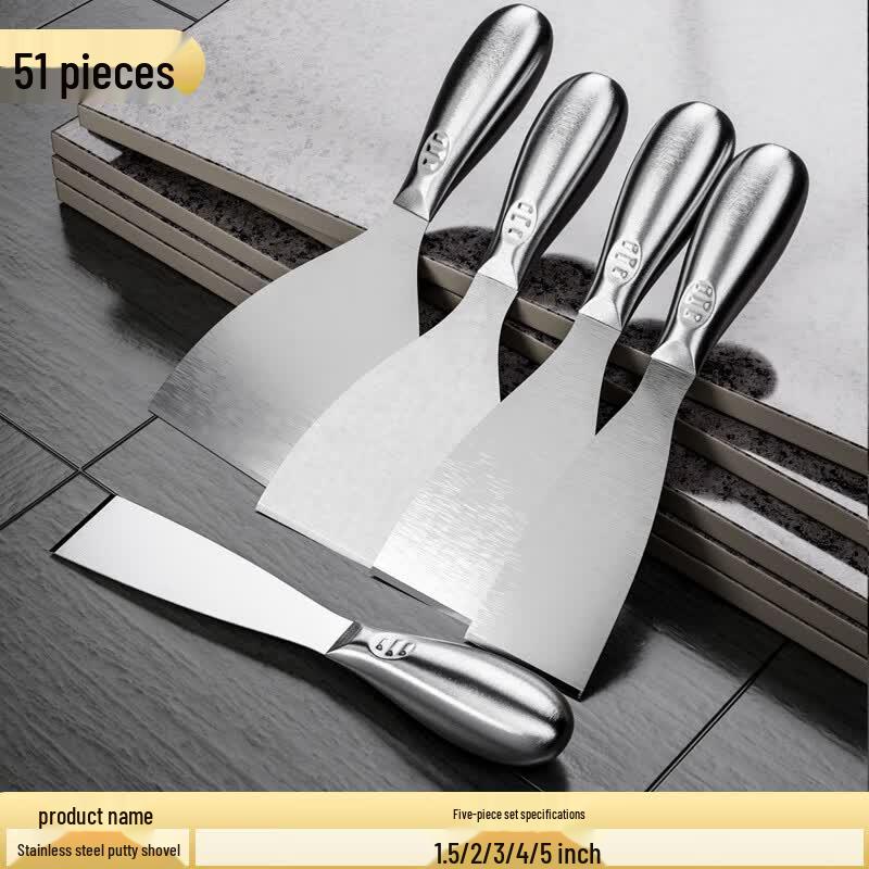Professional Stainless Steel Putty Knife & Scraper Set 5-Piece Sharpened Set