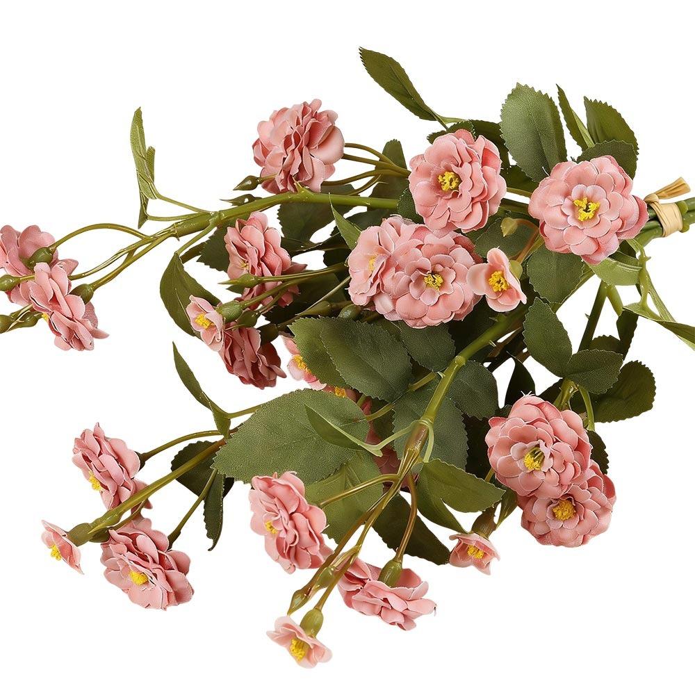 

3PCS/Bunch Multicolor Rose Artificial Flower Silk Petal Floral Arrangement Simulation Rose Flower Green Leaves DIY Faux Flower темно-рожевого кольору