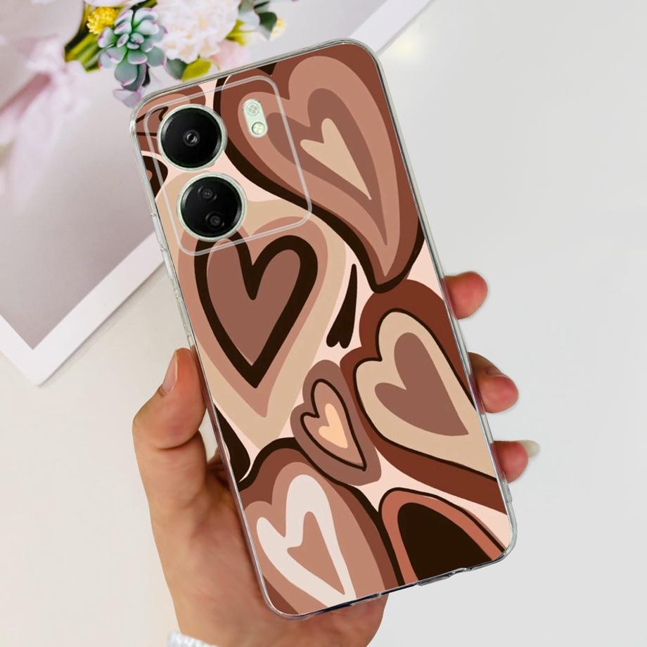 For Xiaomi Poco C65 Case for PocoC65 Silicone Funda Para Capa Coque Soft Phone Cases Back Cover Marble Flower Pattern Shockproof