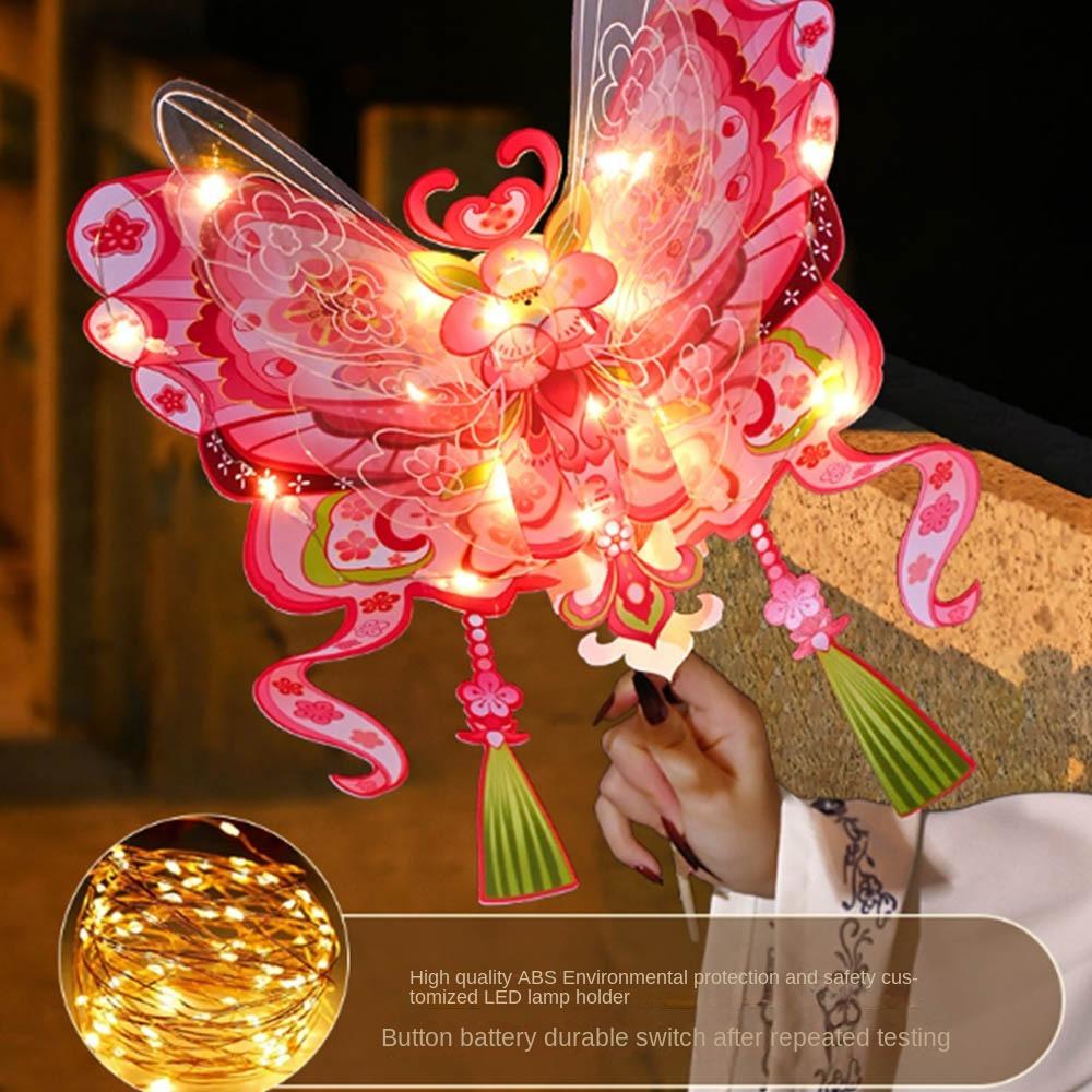 Luminous Handheld Glowing Lantern Handmade Light-Up Butterfly Lantern  Props