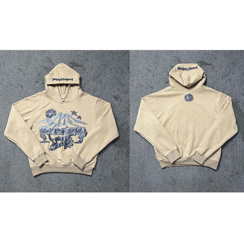 Unisex Broken Planet Print Velvet Hoodie - Trendy & Casual