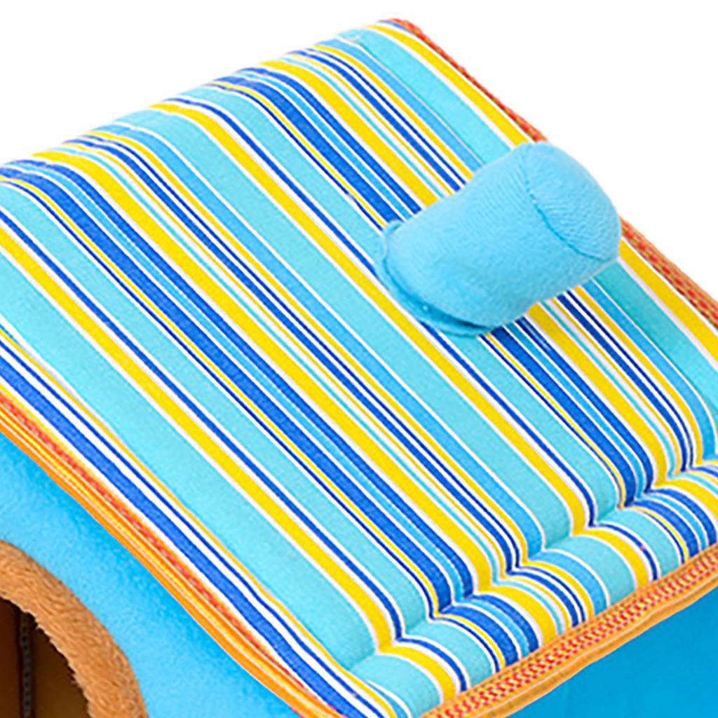 Winter Pet Bed House with Removable Pad Washable Cute Comfortable Warm Pet Bed House for Dogs and Cats Blue
