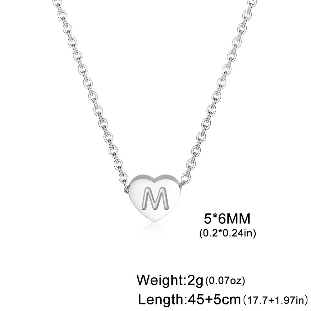 Love Heart Necklace Women Men Stainless Steel Jewelry A-Z 26 Letters Name Initials Pendant Couple Trend New Year Christmas Gifts