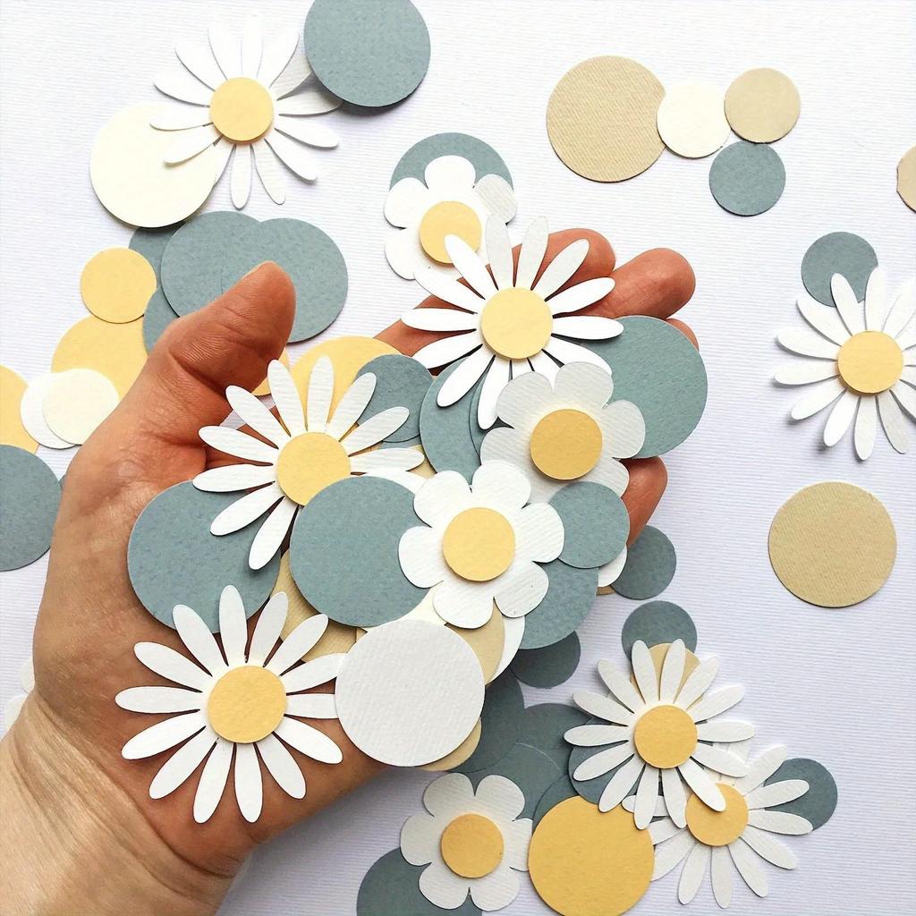 Confetti di Carta a Forma di Fiore Margherita Dolce Rotondi Decorazione Tavola Matrimonio Compleanno Fiori di Carta Fatti a Mano Decorazione Natalizia Confetti Floreali Decorazione Festa