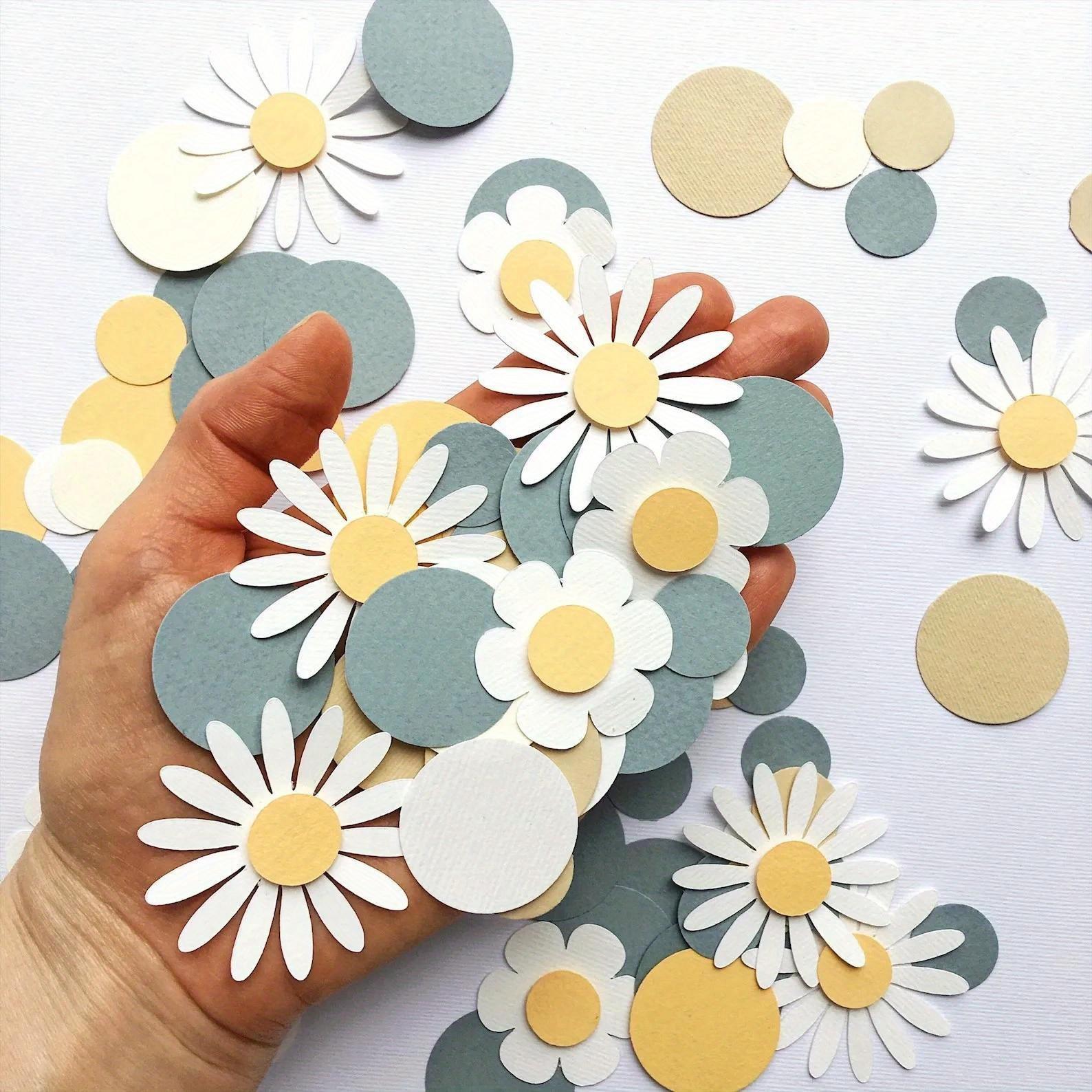 

Mix Round Sweet Daisy Flower Paper Confetti Wedding Table Birthday Handmade Paper Flowers Christmas Decoration Flower Confetti Party Decor синий