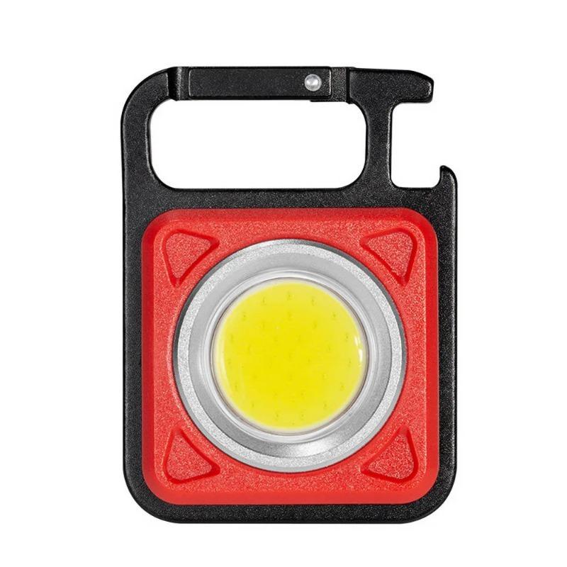 

Mini Flashlight COB LED Super Bright Light Keychain Light Portable Outdoor Camping Pocket Lamp With Tail Magnet Corkscrew Red 1pc